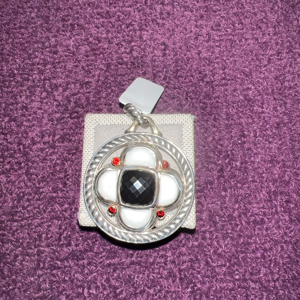 David Yurman two tone SS & 18k yg half moon pendant